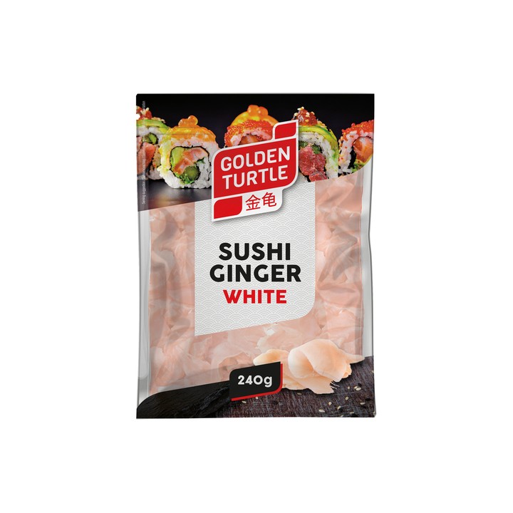 Imbir biały marynowany plastry Golden Turtle 240g – w woreczku, do sushi AMK