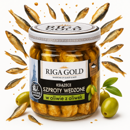Wędzone szproty Riga Gold 100g w oliwie z oliwek litewskie produkt premiumAMK