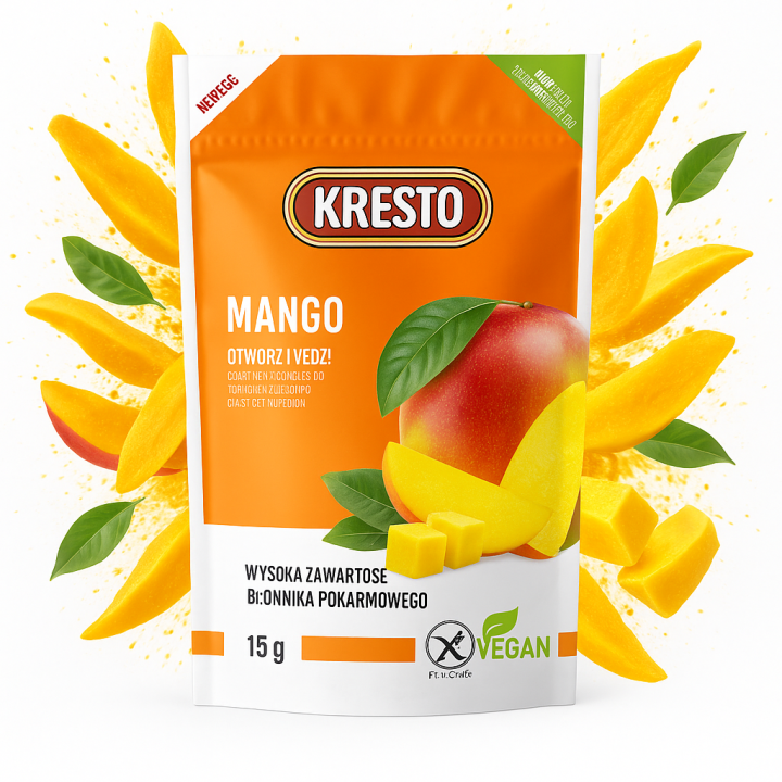 Mango liofilizowane Kresto 15g MANGO 100% owoc, zdrowa przekąska bez cukruAMK