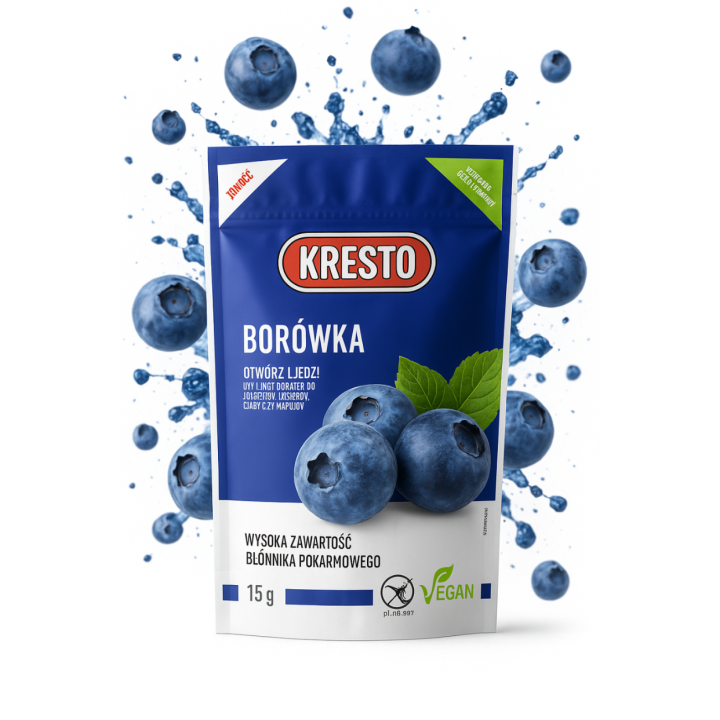 Borówka liofilizowana KRESTO 15g zdrowa przekąska, bez dodatków 100% OWOCAAMK