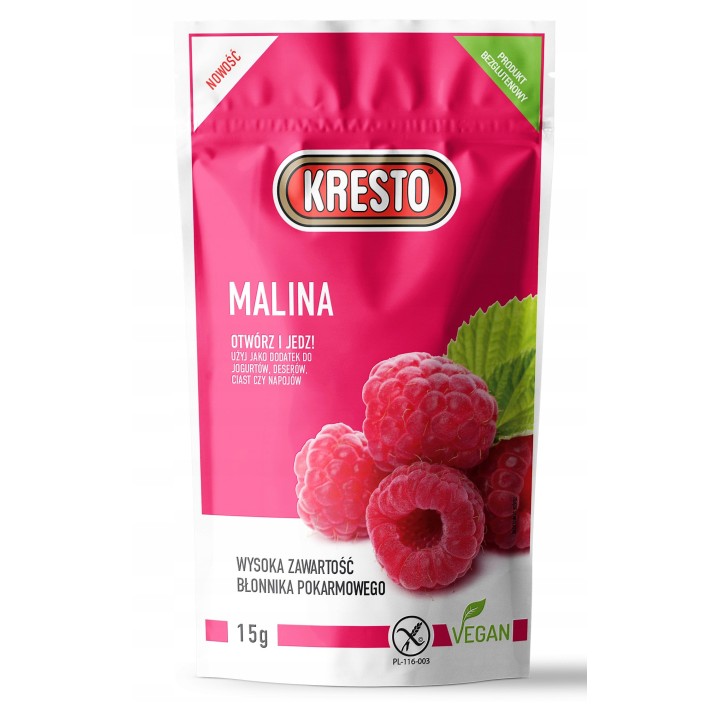 Malina liofilizowana 15g KRESTO 100% naturalny owoc, bez cukruAMK
