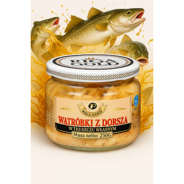 Wątróbki dorsza 250g Riga Gold w tłuszczu własnym omega-3 + witamina DAMK