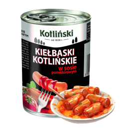 Kiełbaski w puszce Kotliński 390 g kiełbaski w sosie pomidorowym AMK AMK