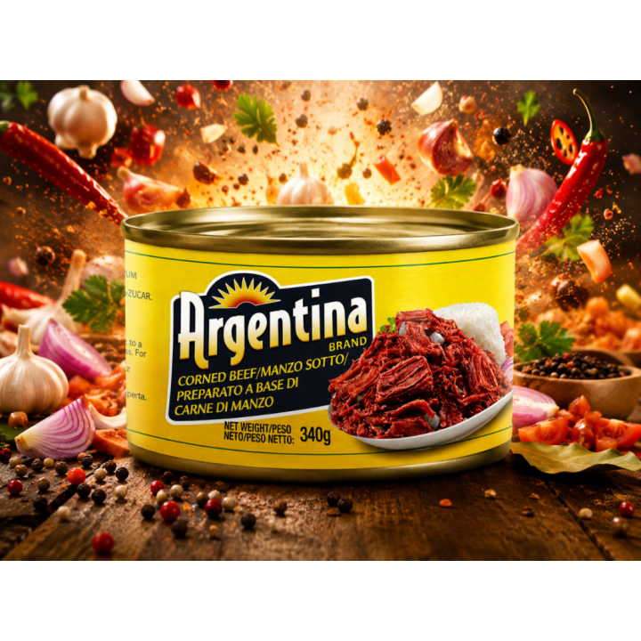 Wołowina Peklowana Argentina 340g Konserwa Wołowa Corned Beef  88,4% mięsa