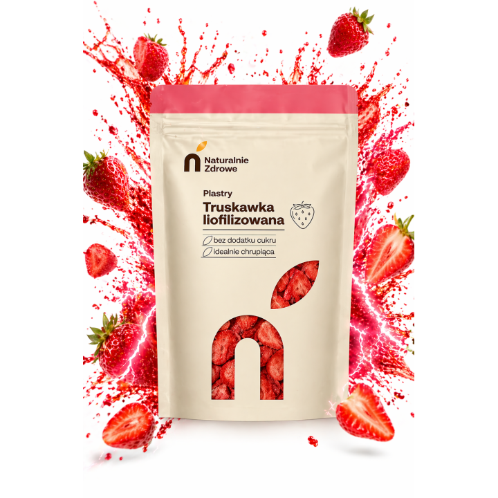 Truskawka Liofilizowana 100g plastry bez dodatków Naturalnie Zdrowe duże