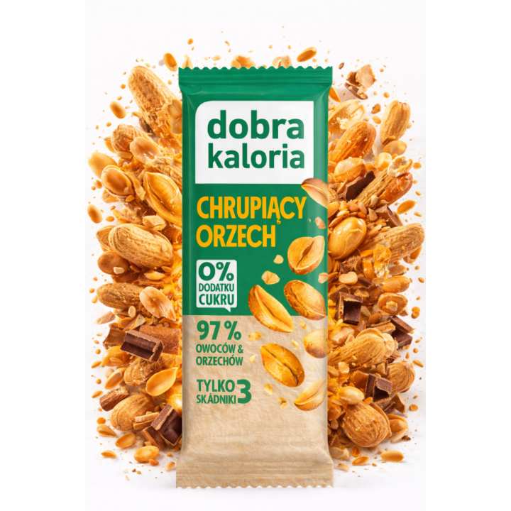 Dobra Kaloria baton orzechy ziemne daktyle 35 g zdrowa przekąska bez dodatku cukru