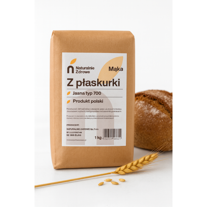 Mąka z płaskurki JASNA typ 700 1kg Pradawna Mąka Naturalnie ZdroweAMK