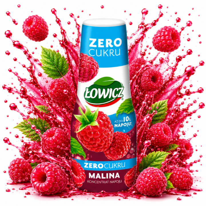 Łowicz Malina Zero Cukru 500ml Syrop Do SodaStream FIT Syrop Malinowy