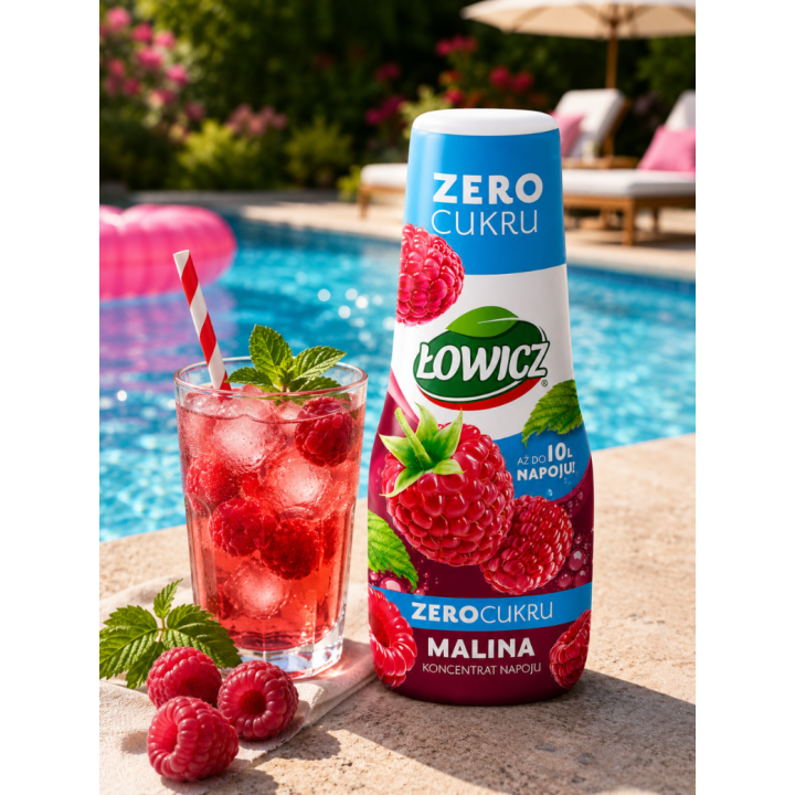 Łowicz Malina Zero Cukru 500ml Syrop Do SodaStream FIT Syrop Malinowy