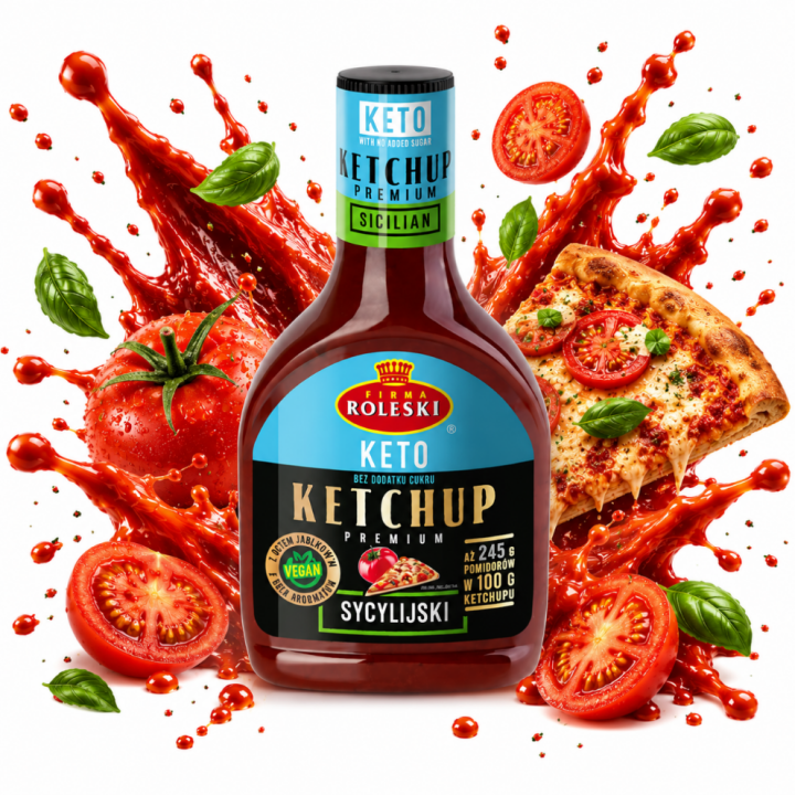 Roleski Ketchup Sycylijski KETO Do Pizzy Bez Cukru 425g  Dla Wegan