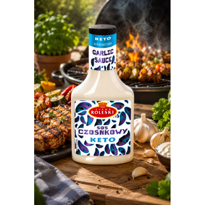 Roleski Sos Czosnkowy KETO 300g Do Kebaba Pizzy Low Carb Bez Dodatku Cukru